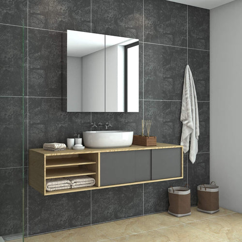 Shower Mirror Cabinet,Stainless Steel Bathroom Cupboard,Medicine Storage Polished Wall-Mounted Mirrors,750X720Mm