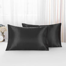 Load image into Gallery viewer, Justlinen 2 Pack Satin Pillowcase for Hair and Skin Queen Size, Satin Pillow Case with Envelope Closure Luxury Pillow Cover, Cooling Pillow Cover for Curly Hair-Soft, Breathable, Wrinkle, Fade Resistant(51X76Cm)-Black
