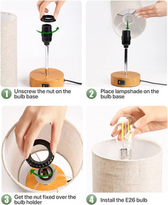 Bedside Lamp Touch Control Table Lamp with USB A+C Charging Ports 3-Way Dimmable Nightstand Lamp with Linen Fabric Shade for Bedroom Living Room