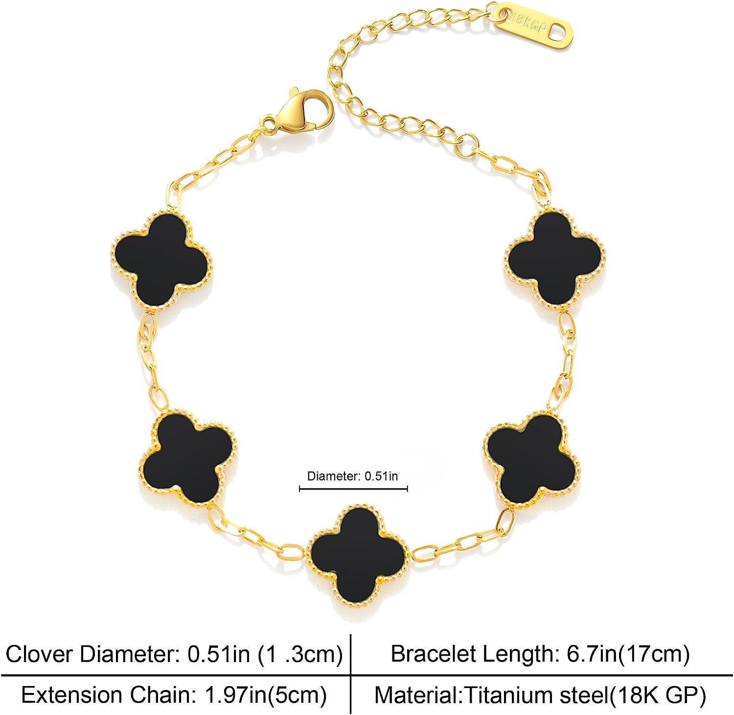 Fashion Chain Bracelets for Women Girls,18K Gold Lucky Adjustable Clover Link Bracelets Valentine'S Day Christmas Gift Jewelry