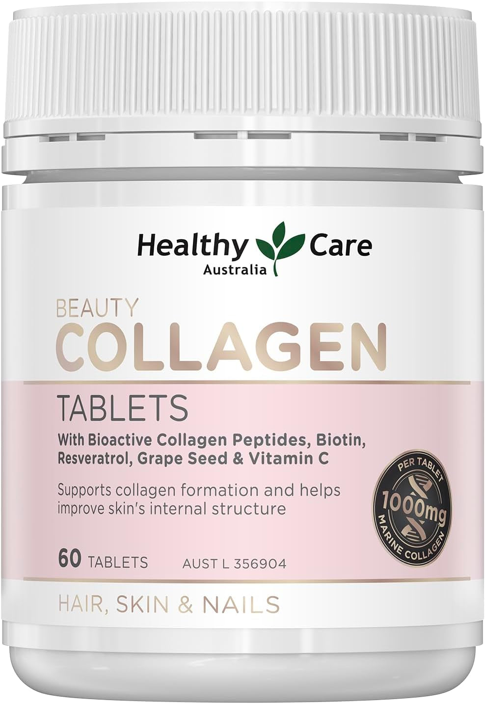 Beauty Collagen - 60 Tablets | with Bioactive Collagen Peptides, Biotin, Resveratrol, Grapeseed and Vitamin C
