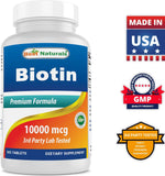 Biotin (Also Called Vitamin B7), 10,000 Mcg 365 Tablets (365 Count (Pack of 2))