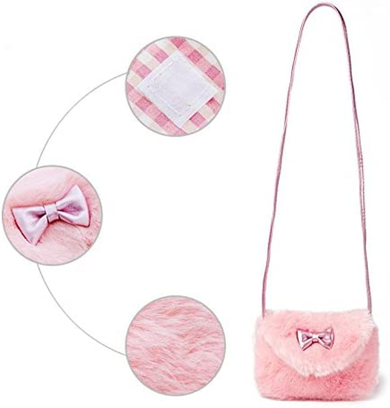 Kids Girls Toddlers Hairy Mini Shoulder Bags Messenger Bags Small Purse Cross Body Handbag for 1-5 Yrs