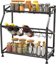 Load image into Gallery viewer, Countertop Shelf Organizer- Kitchen Storage and Organisation Rack for Spice Jar, Condiments, Olive Oil, Wine Bottle | Living, Study, Bathroom and Pantry Cabinet. (3 Tier)
