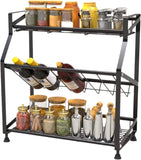 Countertop Shelf Organizer- Kitchen Storage and Organisation Rack for Spice Jar, Condiments, Olive Oil, Wine Bottle | Living, Study, Bathroom and Pantry Cabinet. (3 Tier)