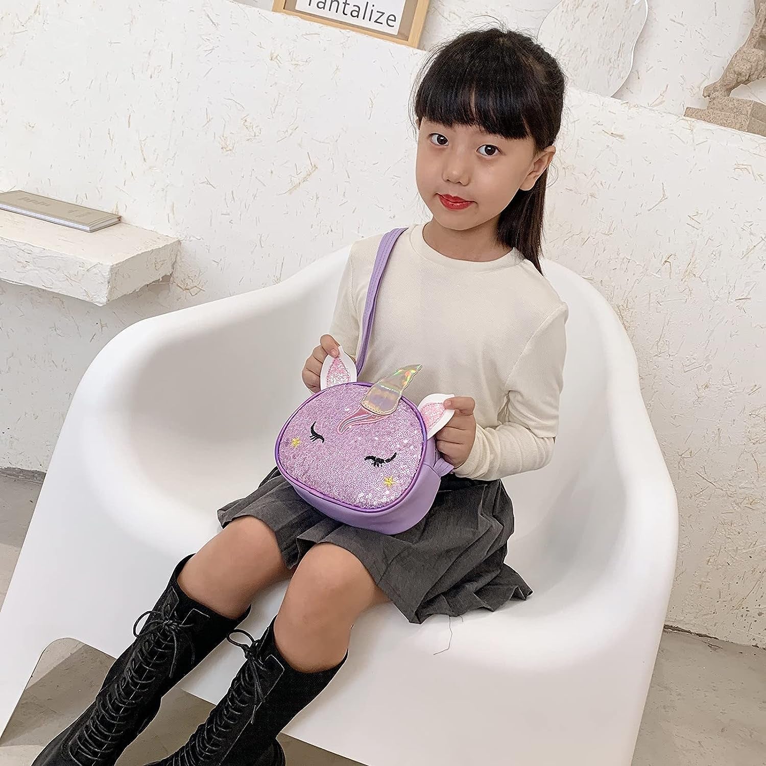 Girls Unicorn Sequin Glitter Crossbody Shoulder Purse Handbag Women Satchel Tote Shell Bag, Sequin Blue, One Size, Satchel