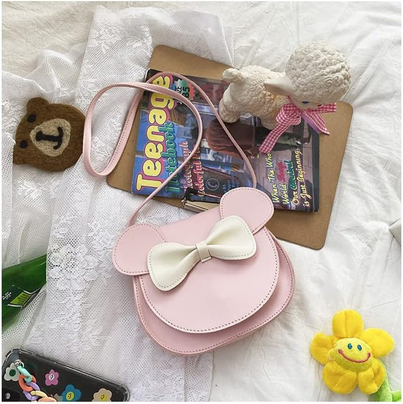 Little Girl Cute Little Mouse Ear Bow Kids Crossbody Purse，Pu Shoulder Handbag for Kids Girls Toddlers