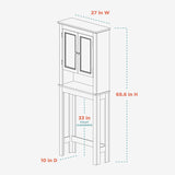 Custom Suite over the Toilet Storage, 2-Door Bathroom Spacesaver, Cabinet with 3 Tiers of Storage, White