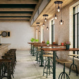 Vintage Pendant Light, 3-Light Adjustable Hanging Pendant Lights Fixture with Cage Shade, Industrial Design Pendant Lamp for Kitchen/Dining Room/Hallway, E27 Base Black