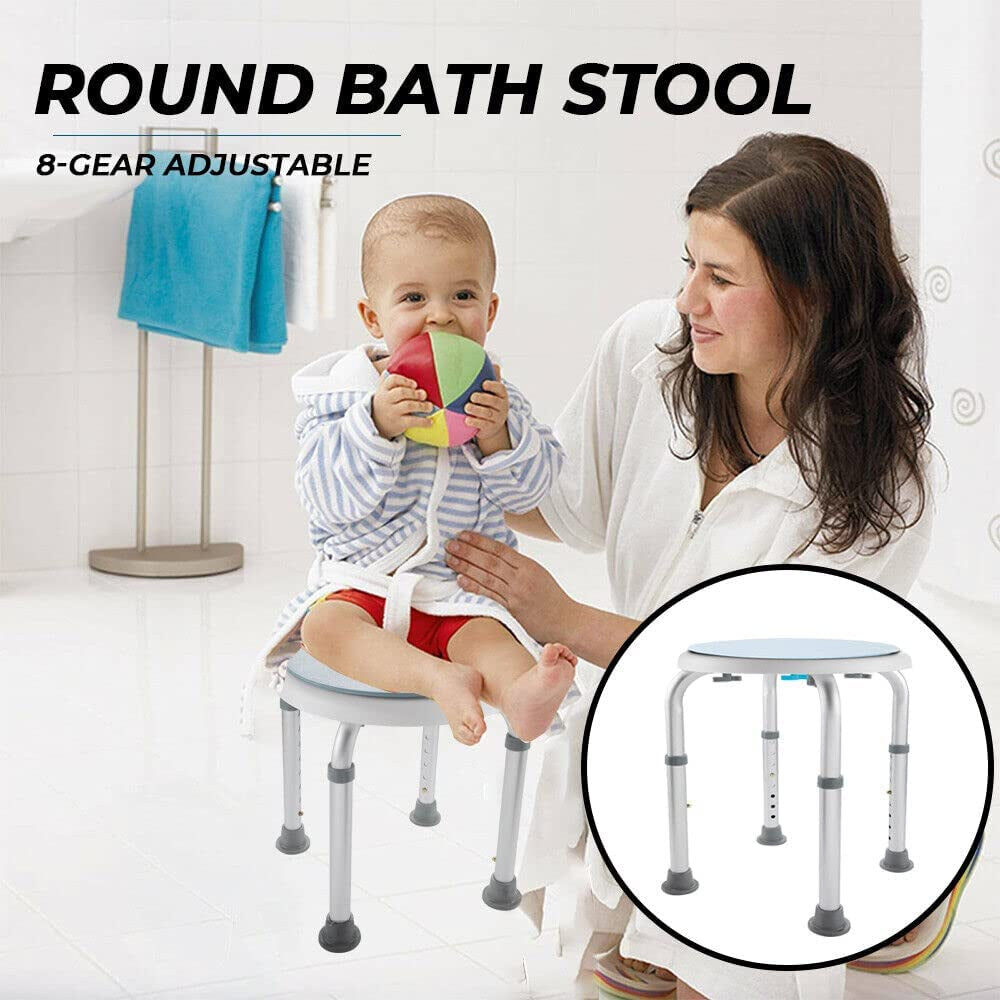Adjustable Bath Shower Stool Height Adjustable Chair Seat Rotating Swivel Round