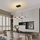 Modern Chandelier,Dimmable LED Pendant Light with Remote Control,Acrylic Wave Contemporary Chandeliers for Dining Rooms Dinner Table Kitchen Restaurant,3000K-6000K,28W,Black
