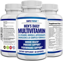 Load image into Gallery viewer, Daily Multivitamin for Men, 35 Vitamin, Mineral &amp; Antioxidant Blend Supplement with Vitamins C, B-Complex &amp; Saw Palmetto for Immune System, Energy, Focus &amp; Prostate Health, Capsules 60
