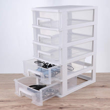 Load image into Gallery viewer, Multifunctional Five- Layer Storage Cabinet, 8.3X5.9X12.3Inch, 5 Drawer Storage Tower, Organizer Box, Storage Container Case with Clear Drawer, Organizer Sundries Holder| White

