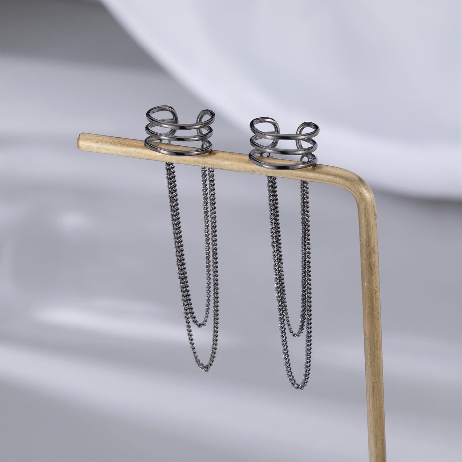 925 Sterling Silver No Piercing Cuff Earrings Chain for Women Teen Girls Wrap Earrings Tassel Clip on Ear