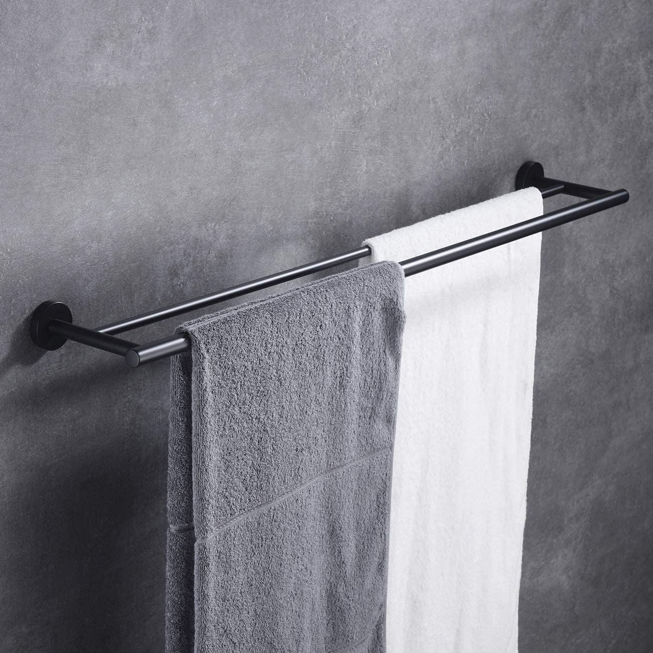 Double Bath Towel Bar, 36-Inch Matte Black Stainless Steel Hand Towel Rack for Bathroom, A102L90-BK
