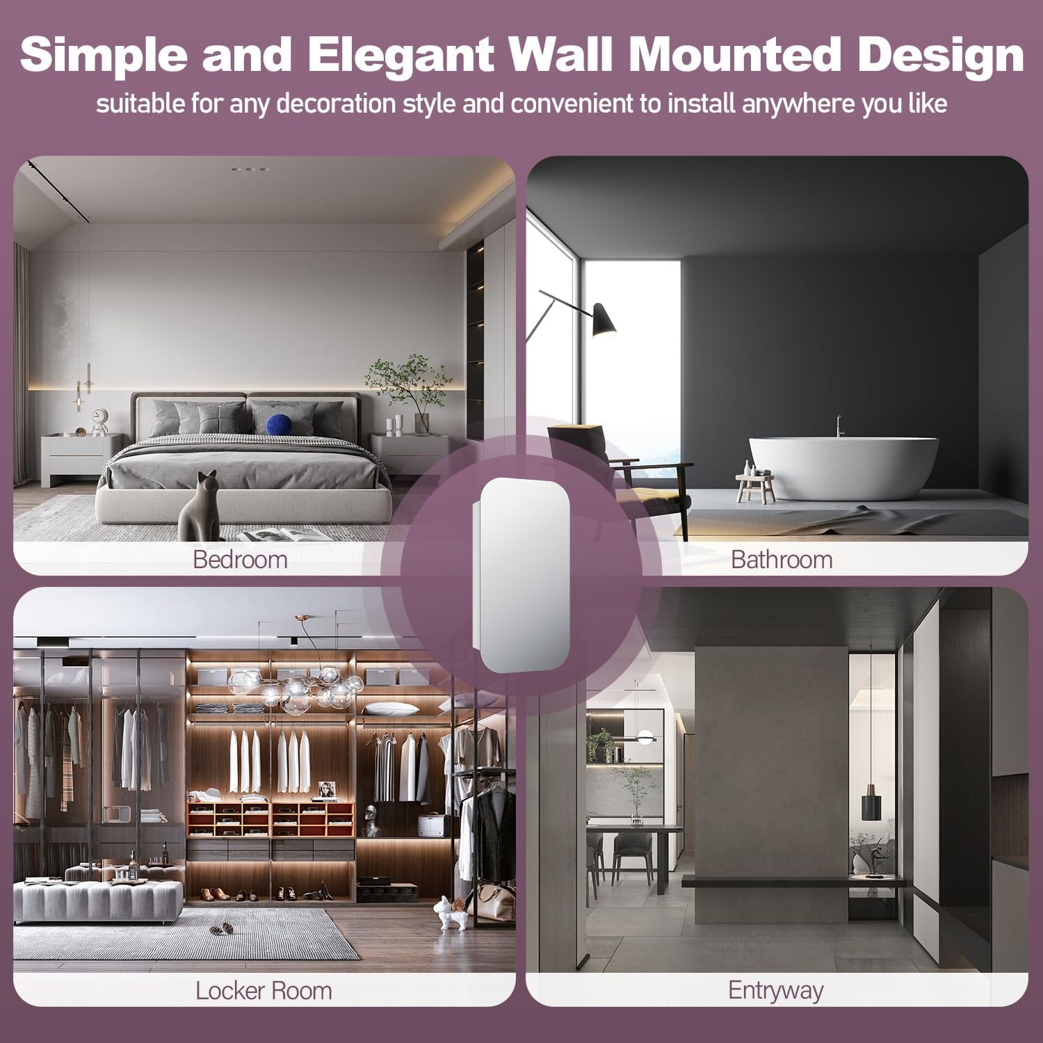 Bathroom Mirror Cabinet Medicine Vanity Wall Mirrored Cupboard with Storage,450Mmx900Mm