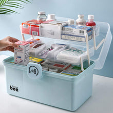 Load image into Gallery viewer, Household Medical Kit Portable Medicine Box Storage Locked Organizer Fold Organiser Blue 34X21.5CM
