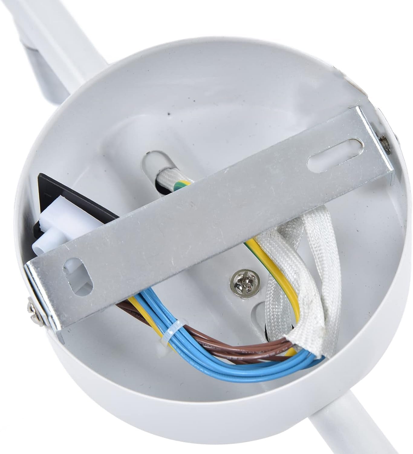 6 Way Ceiling Spotlight GU10 Base Socket, Track Lighting Kit Rotatable Lamp Head, Can Be Tilted 90°, Adjustable Lighting Angle, for Showrooms, Exhibition Halls, Museums, Cafes, Restaurants(White)