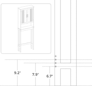 Bathroom Space Saver Cabinet, Over-The-Toilet Storage Unit, 4-Tier Adjustable Shelf Organizer, Adjustable Bottom Bar, White UBBC10WT