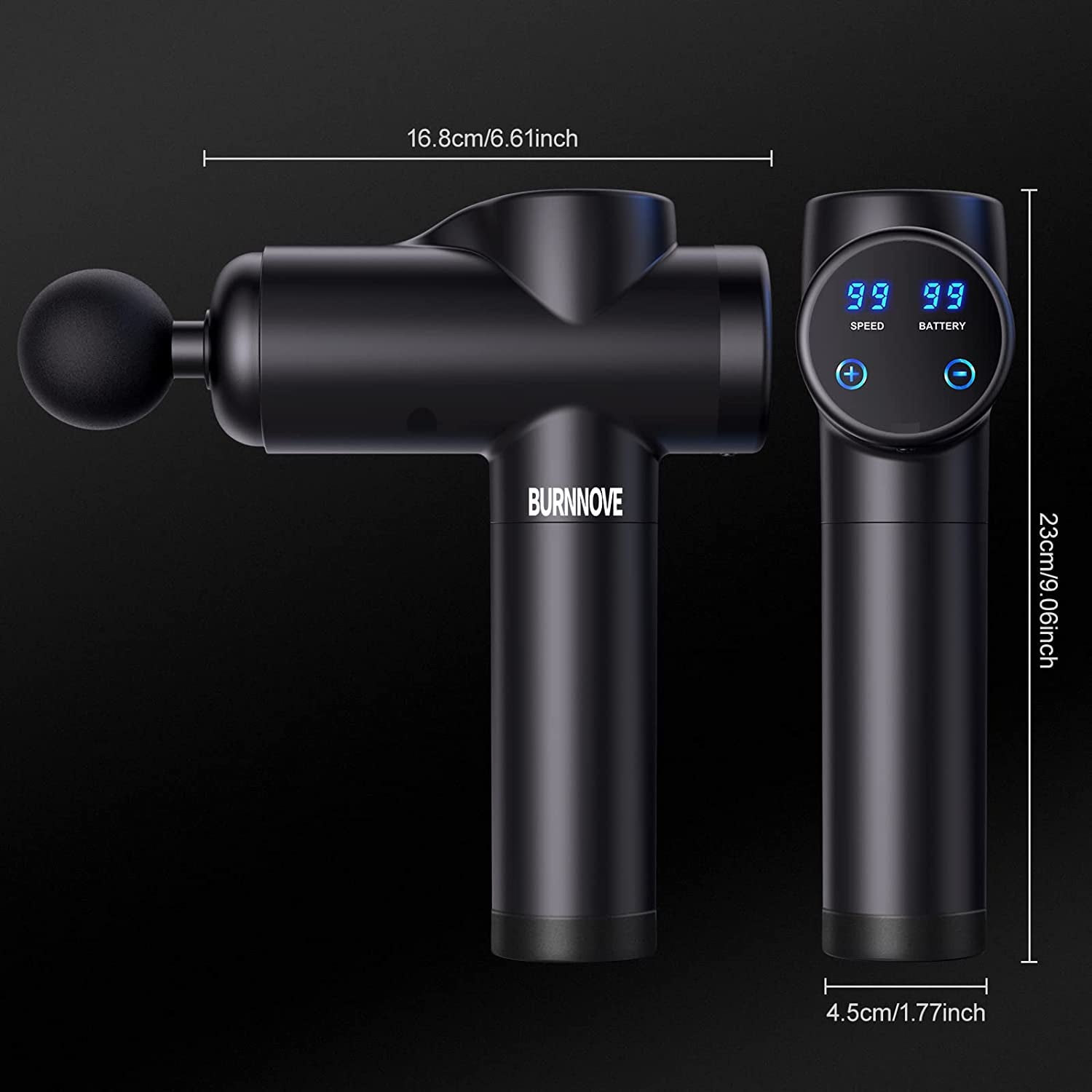 Massage Gun Electric Muscle Massager Deep Tissue 99 Speeds 2550Mah 3300 RPM Low Noise LED Touch Screen with 8 Replaceable Heads