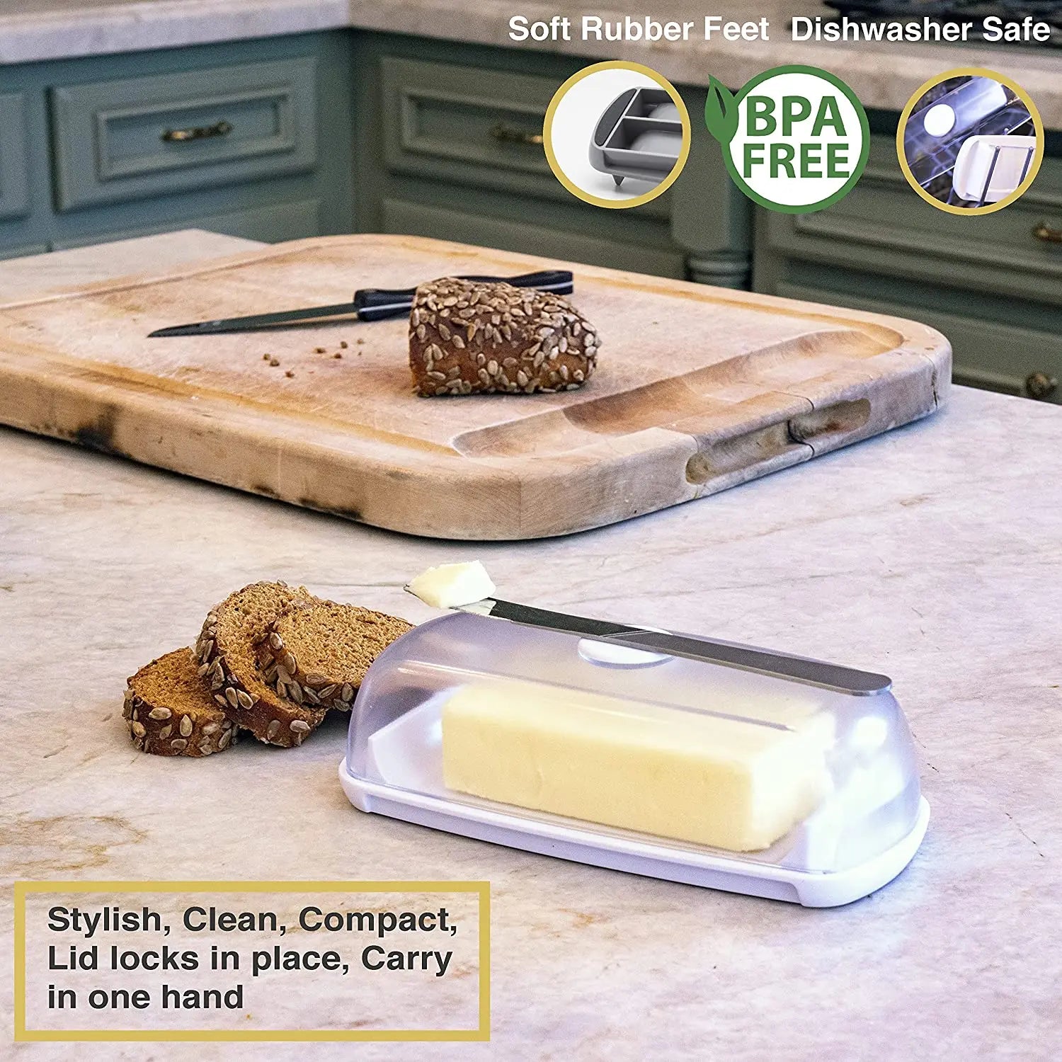Butter Hub Extra Large Butter Dish with Lid and Knife, Dishwasher Safe Pattan Australia