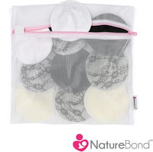 Load image into Gallery viewer, 10 bamboo cotton washable, reusable nipple pads with laundry bag
