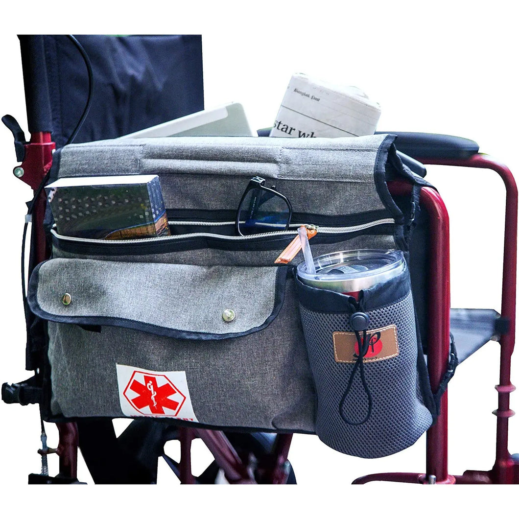 Wheelchair Side Pouch Bag with Cup and Phone Holder for Mobility Scooter Pattan Australia