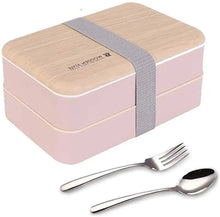 Load image into Gallery viewer, Original Bento Box Lunch Boxes Container Bundle Divider Japanese Style with Stainless Steel Utensils Spoon and Fork
