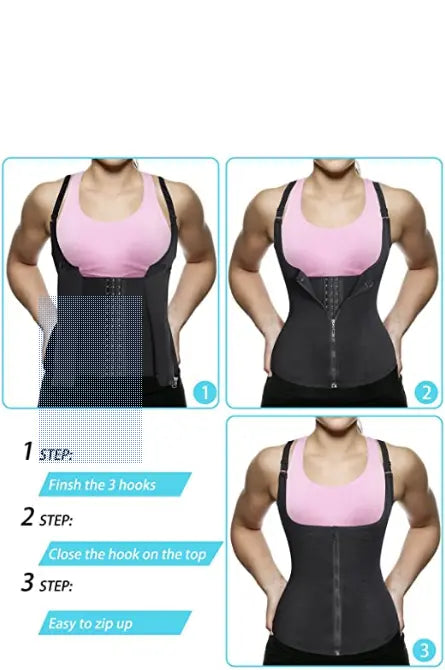 Junlan Women Waist Trainer Corset Zipper & Hook Body Shaper Workout Tank Tops Shapewear pattanaustralia