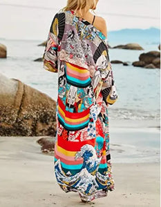 Womens Chiffon/Rayon Beach Blouses Kimono Cardigan Long Bikini Cover Up Pattan Australia