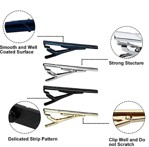 4 Pack Classical Regular Tie Clip Set Men's  Accessories Pattan Australia
