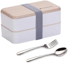 Load image into Gallery viewer, Original Bento Box Lunch Boxes Container Bundle Divider Japanese Style with Stainless Steel Utensils Spoon and Fork
