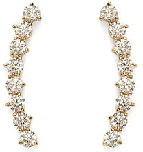 Load image into Gallery viewer, 14K Gold Plated&quot;Hearts &amp; Arrows&quot; Simulated Diamond Ear Crawler - Cuff Earrings Hypoallergenic Stud Ear Climber Jackets
