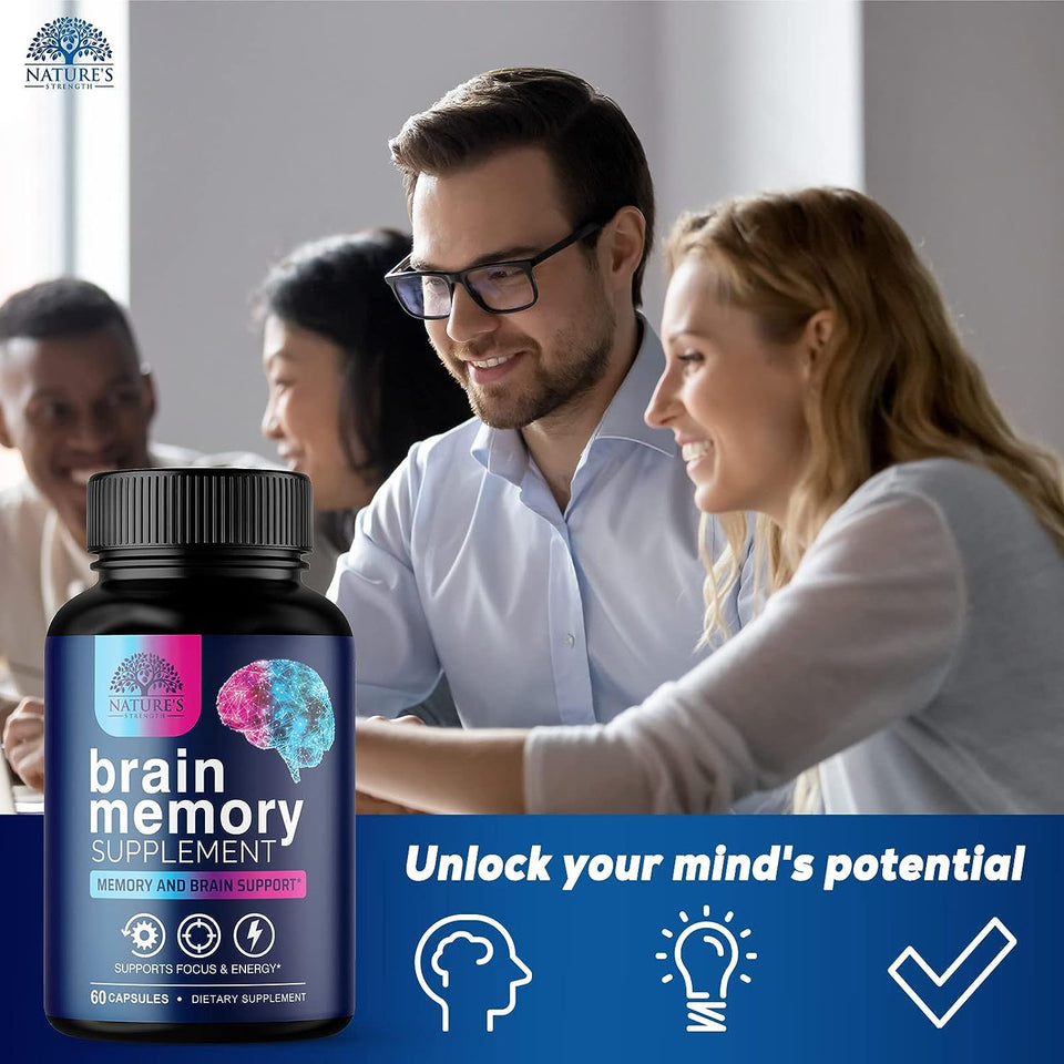 Brain Supplement to Support Focus - DMAE Brain Booster Supplement for Brain Support with Bacopa Monnieri and B Vitamins for Concentration Support Energy Support and Memory Support - 60 Capsules