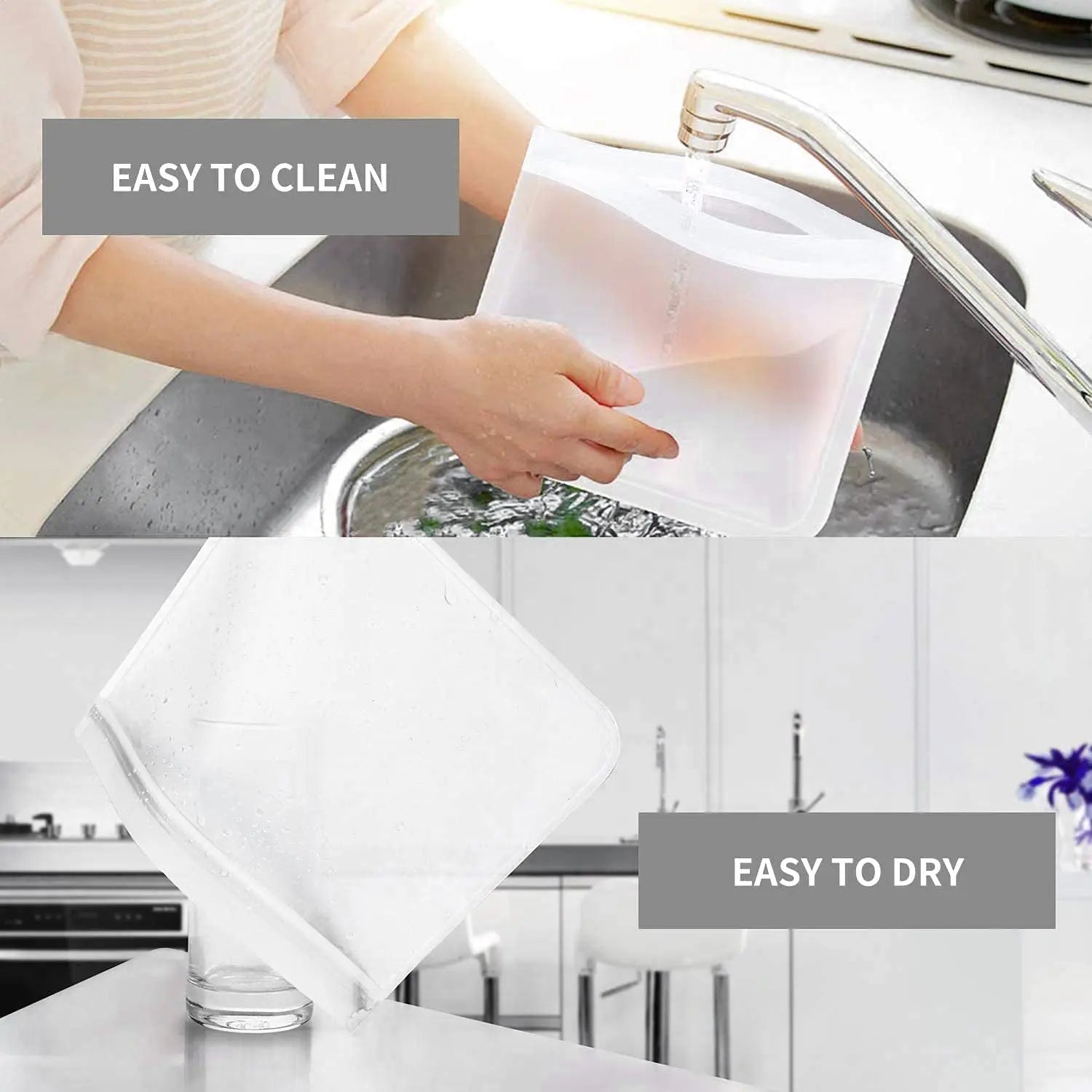 10 Pack Reusable Ziplock Bag for Fridge Freezer Food Storage,Extra Thick Leakproof Lunch Bag for Kitchen Food Storage Handy Kitchen Tools & Gadgets, Home Kitchen Storage & Organisation Set