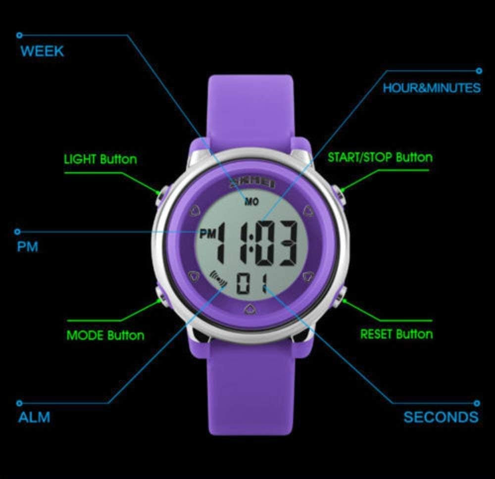 Kids Digital Sport Watch, Boys and Girls Sports Outdoor Watches, Girls LED Waterproof Electrical Watch with Alarm Children Stopwatch
