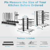 Pot Rack Organizers,8 Tier Pots and Pans Organizer,Adjustable Pot Rack & Pan Rack for Kitchen Counter and Cabinet,With 3 DIY Methods (Black)