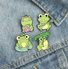 Load image into Gallery viewer, Cute Frog Enamel Brooch Pin Set Cartoon Animal Pins Creative Lapel Pins Frog Enamel Pin Brooch for Backpacks Hats Bags
