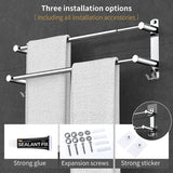 Stretchable 45-75 Cm(17-30 Inches) Towel Bar for Bathroom Kitchen Hand Towel Holder Dish Cloths Hanger SUS304 Stainless Steel RUSTPROOF Wall Mount No Drill Sdjustable (Two BAR)