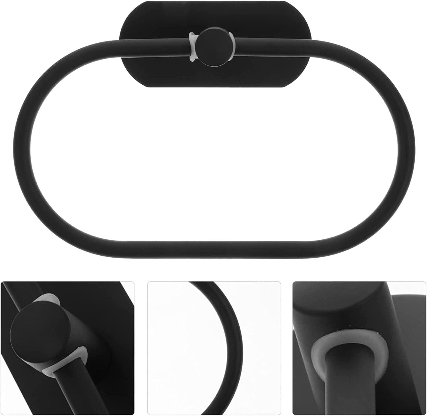 Stainless Steel Towel Ring No Drilling 3M Self Adhesive Towel Holder Bathroom and Kitchen Towel Rack （Black Oval）