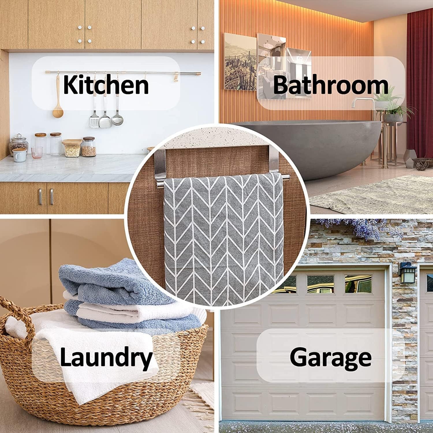 2 Pack Stainless Steel over Door Towel Rack Bar Holders for Universal Fit on over Cabinet Cupboard Doors (Sliver)