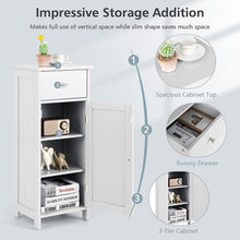 Load image into Gallery viewer, Bathroom Floor Cabinet, Storage Cabinet with Single Door, Pull-Out Drawer, 3-Position Adjustable Shelf, Anti-Topping Device, Side Storage Organizer for Bathroom Living Room Entryway, White
