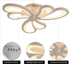 Load image into Gallery viewer, Modern LED Ceiling Light,Dimmable Acrylic Flush Mount Ceiling Lamp,3 Petals Metal Flower Shape Chandelier Lighting Fixture for Living Room Bedroom Kitchen Office Dining Room
