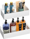 Traceless Adhesive Shower Organizer Wall Mounted Shower Caddy Basket Shower Shelf for inside Shower Bathroom Kitchen Toilet Shampoo Holder with Removable Hooks No Drilling  - 2 Pack (White)
