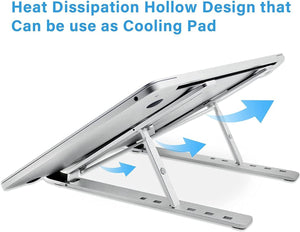 Laptop Stand for Desk, Aluminum Portable Computer Stand Holder, Ergonomic Aluminum Laptop Mount Stand Compatible with Macbook, Dell, Lenovo More 10-15.6'' Laptops (Silver)