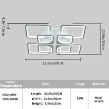 Load image into Gallery viewer, Modern LED Ceiling Light, Dimmable Flush Mount Ceiling Lights Fixture with Remote Control, 23.6&quot; 8-Square Acrylic Ceiling Lamp for Kitchen Living Room Dining Room Bedroom, 96W, 3000K-6000K
