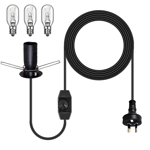 Salt Lamp Cord Replacement with Dimmer Switch and 3 Free Bulbs, Original Replacement Power Cord with Base Assembly E14 Socket & Metal Clip, for All Himalayan Crystal Salt Rock Lamp - 240V SAA Standard