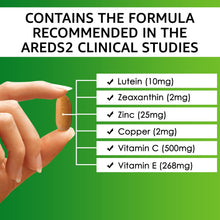 Load image into Gallery viewer, AREDS2 VISION DEFENDER AMD Supplement: Lutein, Zeaxanthin, Zinc, Vitamin E – AREDS 2 Eye Vitamins, Minerals, Nutrients for Eyes. 3 Months Supply (90 Tablets) One-A-Day Vegan Eye Supplement. Made in UK
