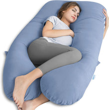 Load image into Gallery viewer, Pregnancy Pillows, Organic Cotton U Shaped Body Pillow for Sleeping, Cooling Maternity Pillow for Pregnant Women Support, Pregnancy Back Pain Relief Pillow, Blue
