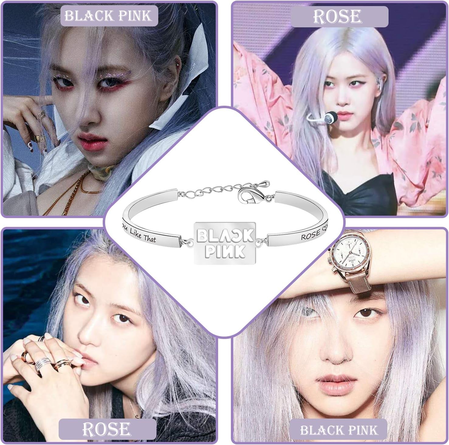 Kpop Blackp Group Gifts Blackp Necklace How You like That Jennie Lisa Jisoo Rose Bracelet for Blackp Lover Blackp Fans